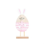 Novelty funny toy Easter Wooden Egg-shaped Cute Bunny Home Decoration Ornaments