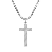 GI JEWELRY Long Cross for Men and Women with Stainless Steel Beaded Dog Tag Chain and Pendant - Genuine U.S. Military Issue