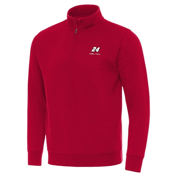 Men's-Antigua  Red Jeff Gordon Victory Quarter-Zip Sweatshirt