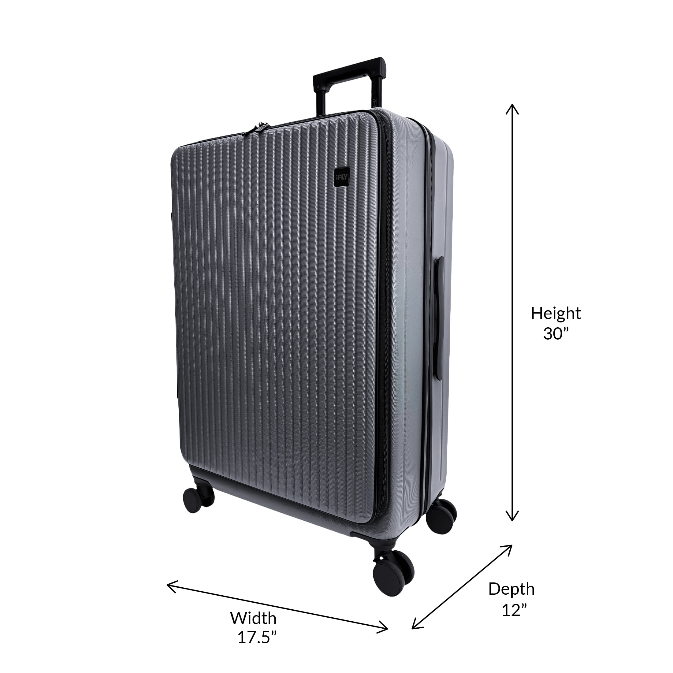 iFLY Quantum 28" Expandable Large Checked Hardside Top-Opening Luggage, Charcoal