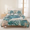 thumbnail image 3 of King Quilt Set 96''x106'', Teal Coastal Turtle Lightweight Bedspread Coverlet Set with 2 Pillow Shams, Vintage Summer Beach Nautical Coral Breathable All Season Quilt Bedding for Bedroom/Guest Room, 3 of 9