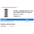 thumbnail image 2 of Air Filter - Compatible with 2014 - 2018 Ram ProMaster 3500 3.0L 4-Cylinder 2015 2016 2017, 2 of 2
