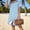 Blue, variant on Women's Plus Size Short Sleeve Dresses Striped Loose Resort Shirt Dress