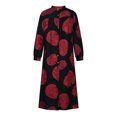 thumbnail image 4 of Robes de Bal Mode Femme Col en V Manches Longues Coton Lin Imprimé Robe Longueur Cheville Robe Longue Robe T-Shirt pour Femmes en Liquidation, 4 of 8