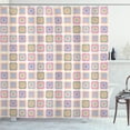 thumbnail image 1 of Afghan Shower Curtain, Doodle Style Line Arrangement of Colorful Shapes Hand Drawn Abstract Illustration, Fabric Bathroom Set with Hooks, 69W X 75L Inches Long, Multicolor, by Ambesonne, 1 of 3