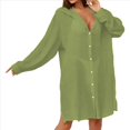 thumbnail image 1 of Cárdigan de Color Liso para Mujer, para Playa, Vacaciones, Informal, para Bikini, Traje de Baño, Protección Solar Verde un Tamaño, 1 of 9