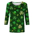 thumbnail image 5 of Uootdi St Patricks Day 3/4 Sleeve Shirt for Women Plus Size Funny Cute Saints Patrick's Tops Irish Shamrocks Printed Outfit Gift, 5 of 6