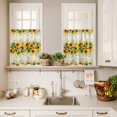 thumbnail image 3 of 3 Piece Kitchen Curtains and Valances Set Sunflower Cafe Curtains 24 Inch Length Country Botanical Yellow Green Floral Leaf Valance & Tier Curtain for Living Room Bedroom Window 54"x18"+27"x24"*2, 3 of 6