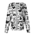 Black Scrubs Sets for Women Long Sleeve love Printed Scrub Top
