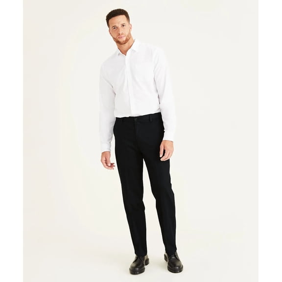 Dockers Signature 594220004 Khakis Pants Men's Black Cotton Classic Fit KLSS14 (Black,Big & Tall,46X34)