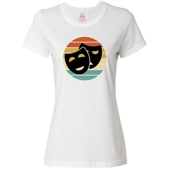 Inktastic Theater Masks Acting Gift Retro Sunset Women's T-Shirt