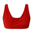 thumbnail image 2 of TOWED22 Women's Twist Front Bikini Top V Neck Push Up Padded Swimsuit Top Bathing Suits(Red,M), 2 of 6