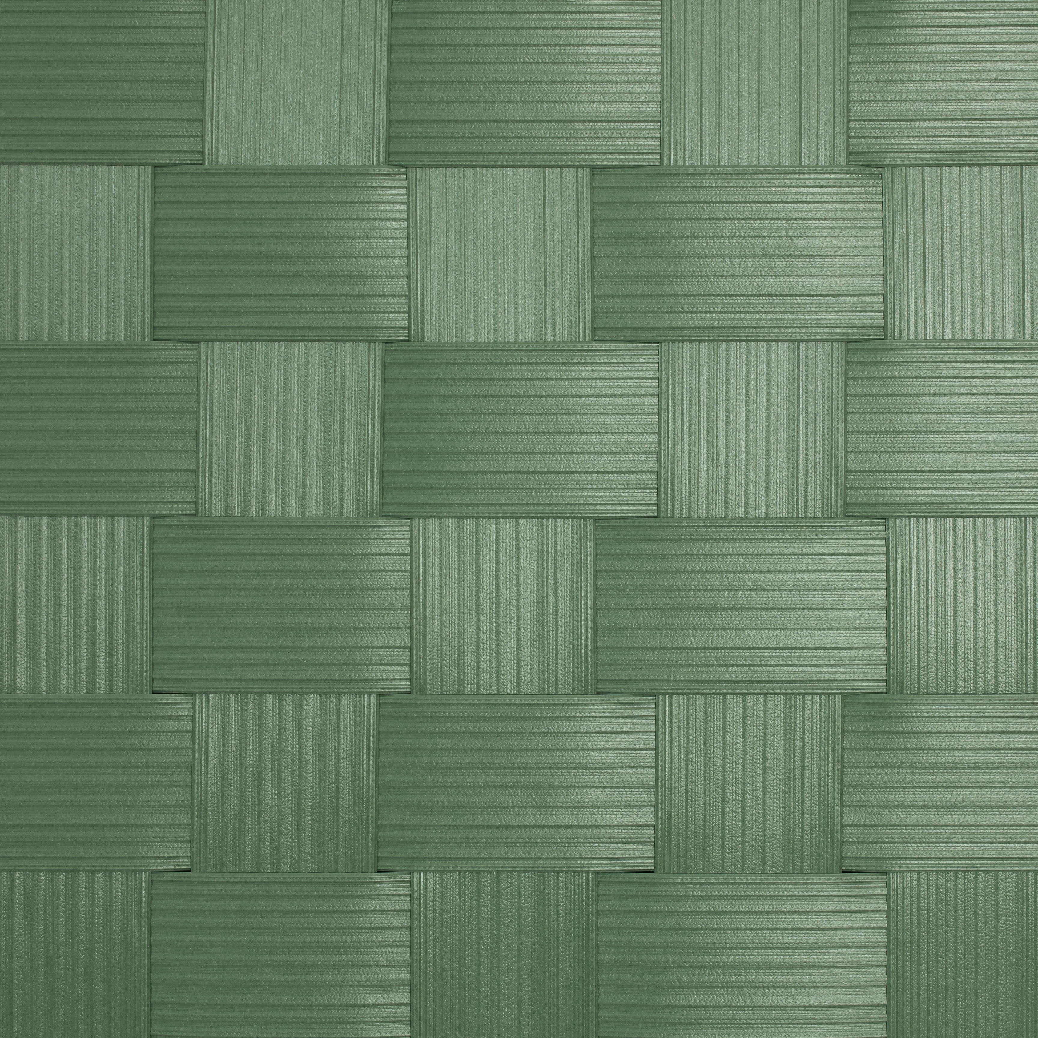 Red Lantern 4 ft. Short Woven Fiber Outdoor All Weather Folding Screen - 6 Panel - Green