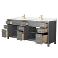 thumbnail image 3 of Wyndham Collection Beckett 84" Wood Double Bathroom Vanity in Dark Gray/Gold, 3 of 6
