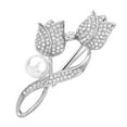 thumbnail image 3 of Limei Women Lady Pin Rhinestone Imitation Pearl Tulip Shiny Women Brooch Prom, 3 of 7