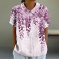 thumbnail image 2 of Birdeem Blouses pour Femmes T-Shirt Décontracté Imprimé Mode Manches Courtes Col Poupée Mignon Coton et Lin Blouse, 2 of 12