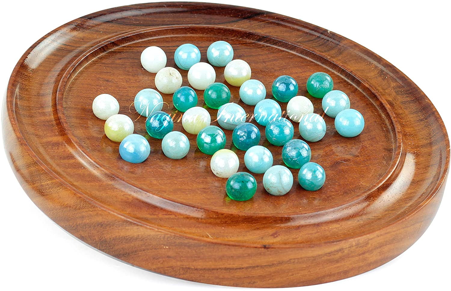 Wooden Solitaire Game Board - Add Your Own Marbles! - House of