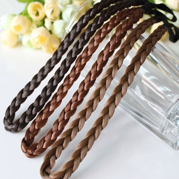 IBASETOY Elastic Braid Hairband Hair Braid Headband Light Brown Fiber 1Pack for Parties