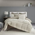 thumbnail image 3 of INK+IVY Mila 3-Piece Modern Cotton Printed Comforter Set with Chenille in Brown, 3 of 4