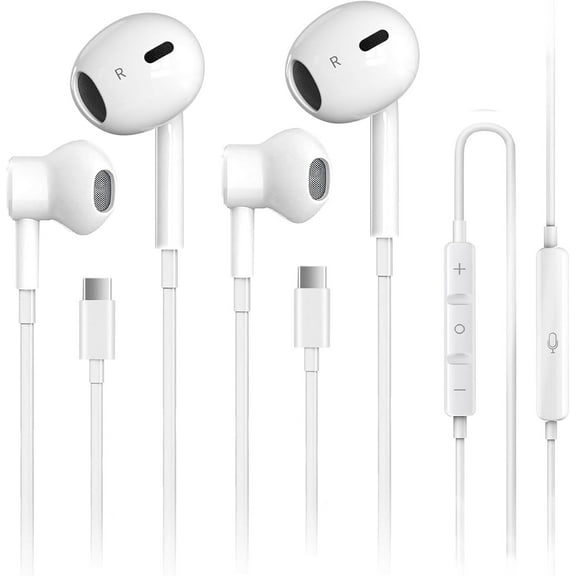 2 Pack USB C Headphones for iPhone 17, Type C Earbuds Wired Earbuds with Microphone & Remote Control Noise Cancelling Earphones, Compatible with iPhone 17 Pro Max, iPad Pro, Most USB C Jack Devices