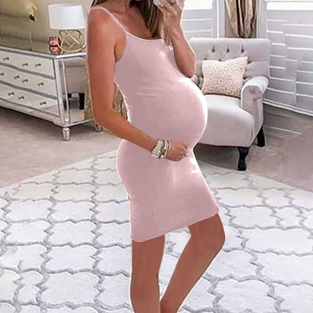 Liquidation et Promo, Pyjama de Maternité Multifonction pour Femmes, Robe d'Allaitement Mince Mi-Mollet pour Femmes Enceintes Aérée et Confortable/95 % Polyester, 5 % Élasthanne, Rose, Sopatenor