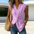 thumbnail image 3 of FchengtaiS Women's Twist Knot Front Tank Top Cotton Linen V Neck Sleeveless Shirts Summer Casual Y2K Tops, 3 of 7