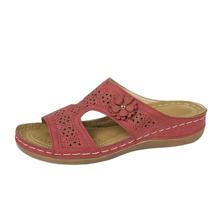 Women s Fashion Floral Hollow Out Sandals  Slip On Platform Soft Sole Wedge Sandals  Comfortable Vacation Shoes