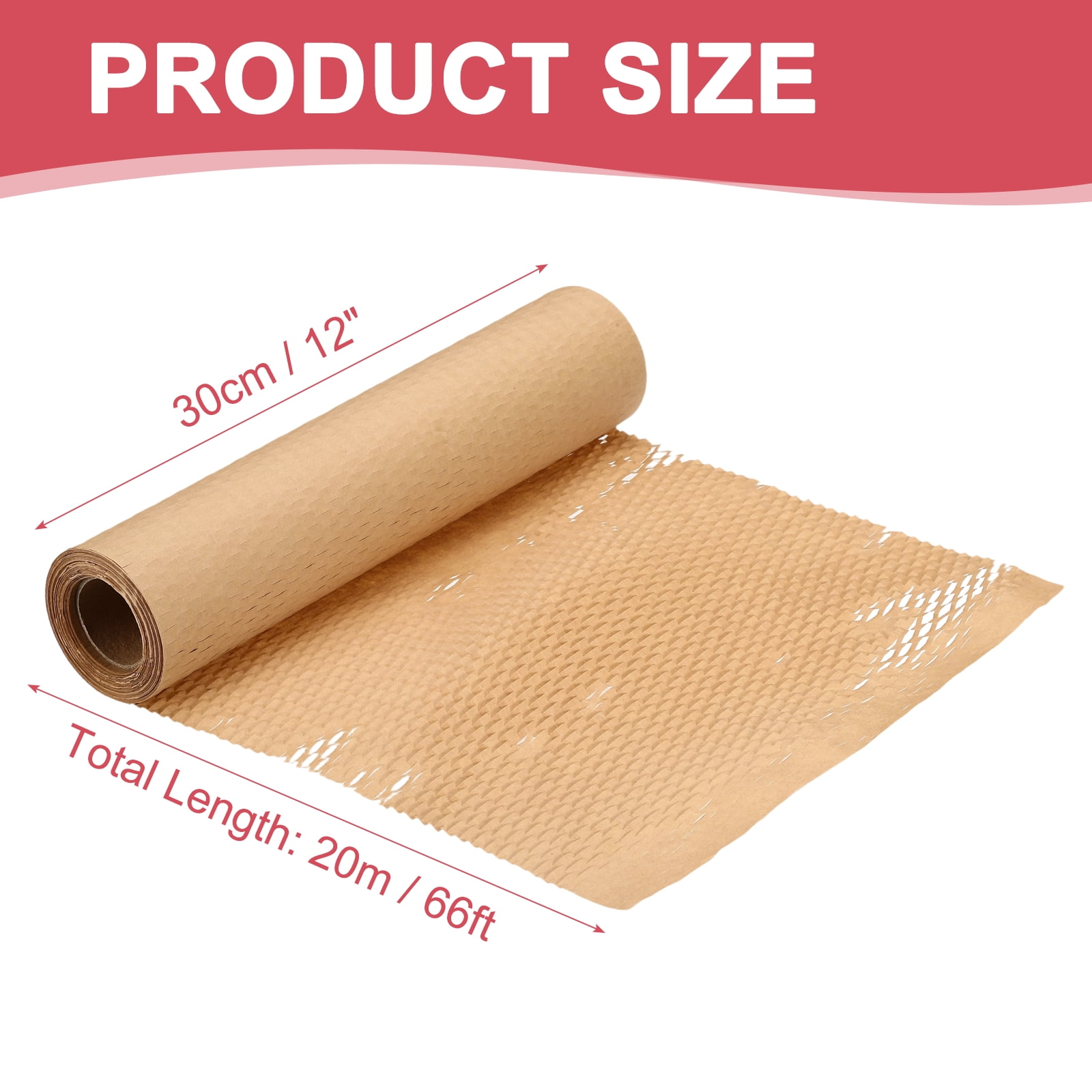 Uxcell Honeycombs Packing Paper Wrap, 12 Inch x 66 ft Wood Pulp Kraft Paper Bubble Pack Wrap Roll for Packing Shipping Moving, Cowhide