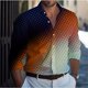 thumbnail image 1 of Camisa estampada con patrón de degradado geométrico para hombre, camisa de manga larga con botones de solapa, ropa de calle para hombre, 1 of 6