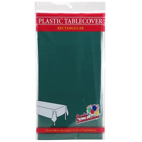 Party Dimensions Hunter Green Plastic Disposable Table Cloth Rectangular 54x108 Inch
