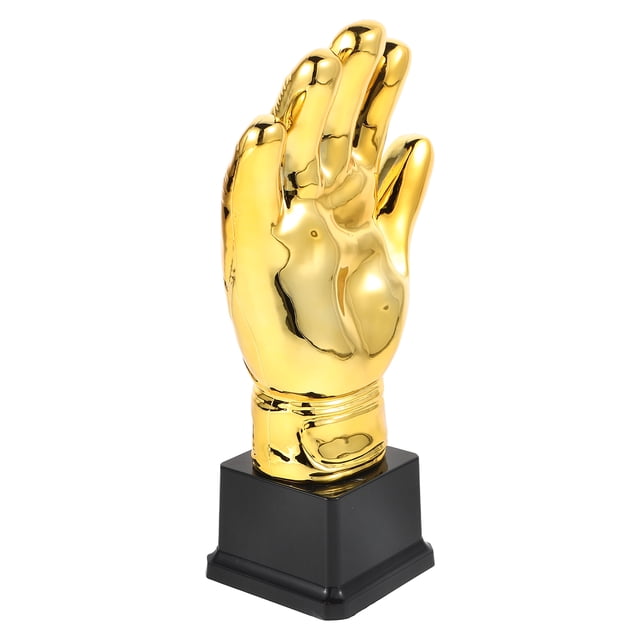 OULII Football Competition Trophy Goalkeeper Gloves Trophy Golden Plastic 1Pcs For Competitions