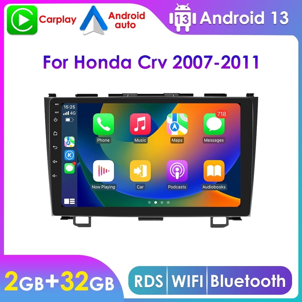 For Honda CRV 2007 2008 2009 2010 2011 Bluetooth Android 13 Wireless Apple Carplay 2+32GB Car Stereo Radio Head Unit GPS Navigation Player