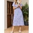 thumbnail image 2 of Avidlove Long Nightgowns for Women Henley Floral Ladies Gowns Short Sleeve Btton Neck Nightdress House Dress Sleepwear with Pockets, 2 of 9