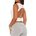 thumbnail image 2 of Womens Summer Tank Tops Sleeveless Crewneck Knit Slim Fitted Side Ruched Casual Basic Shirt White L, 2 of 9