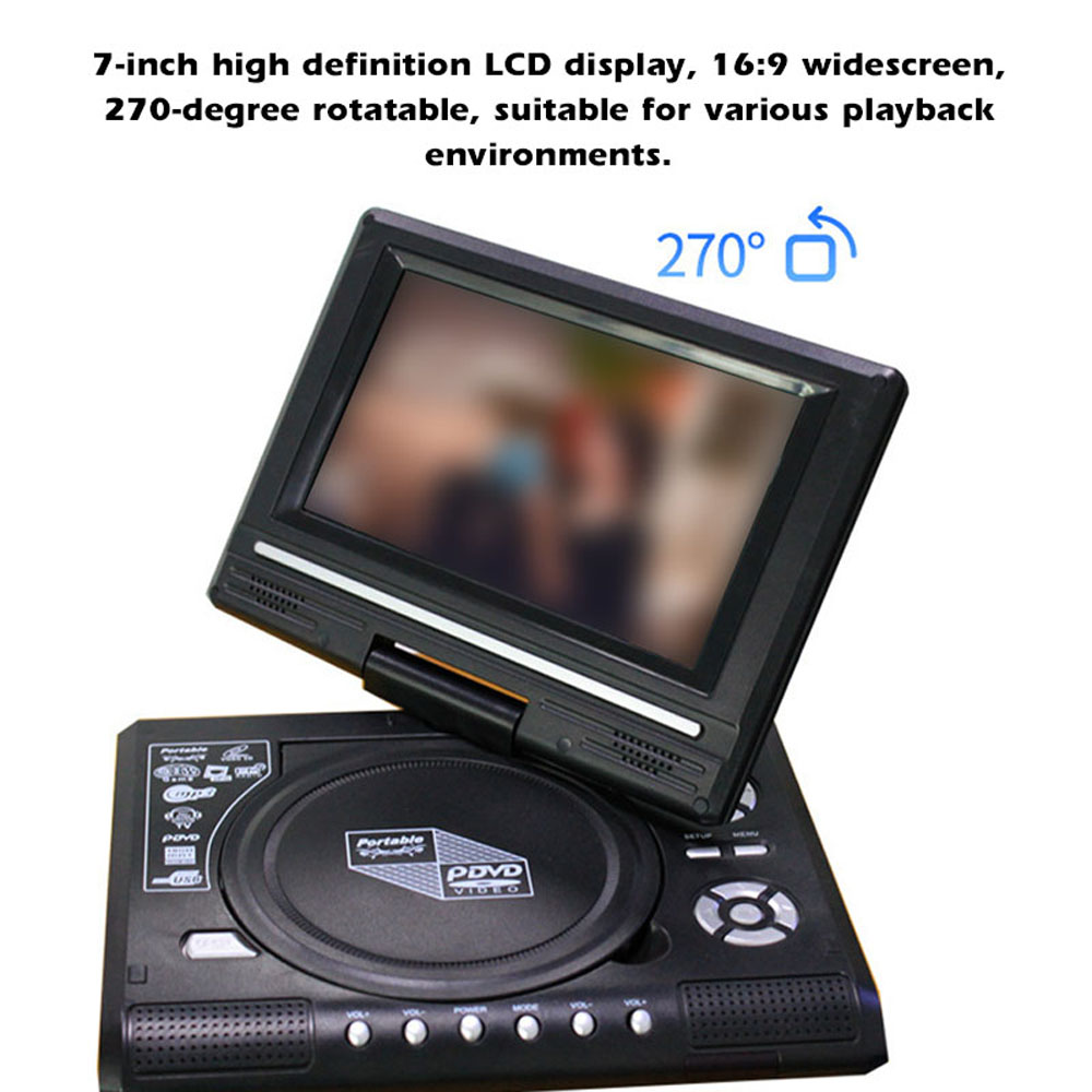 Dodocool 7.8 Inch 16:9 Widescreen 270 Rotatable LCD Screen Home Car TV DVD Player Portable VCD MP3 Viewer with Game Function - image 5 of 6
