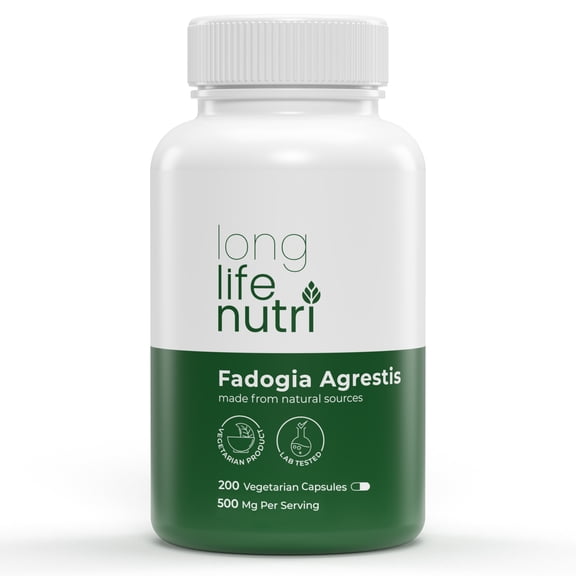LongLifeNutri Fadogia Agrestis 500mg Per Serving - 200 Vegetarian Capsules, Supplement for Strength & Overall Wellbeing