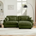 thumbnail image 3 of 93.7" Loveseat Sofa, 2 Seater Modular Sectional Sofa, Olive Large L Shaped Sectional Couches for Living Room, Fluffy Couch, Love Seat, Velvet Cloud Couch with Ottoman, Deep Seat Sofas for Living home, 3 of 12