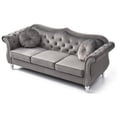 thumbnail image 4 of Pemberly Row17" Transitional Velvet Tufted Sofa with 2 Pillows in Dark Gray, 4 of 5
