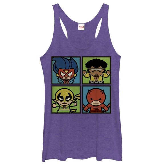 Women's Marvel Heroes for Hire Kawaii  Racerback Tank Top Purple Heather Medium