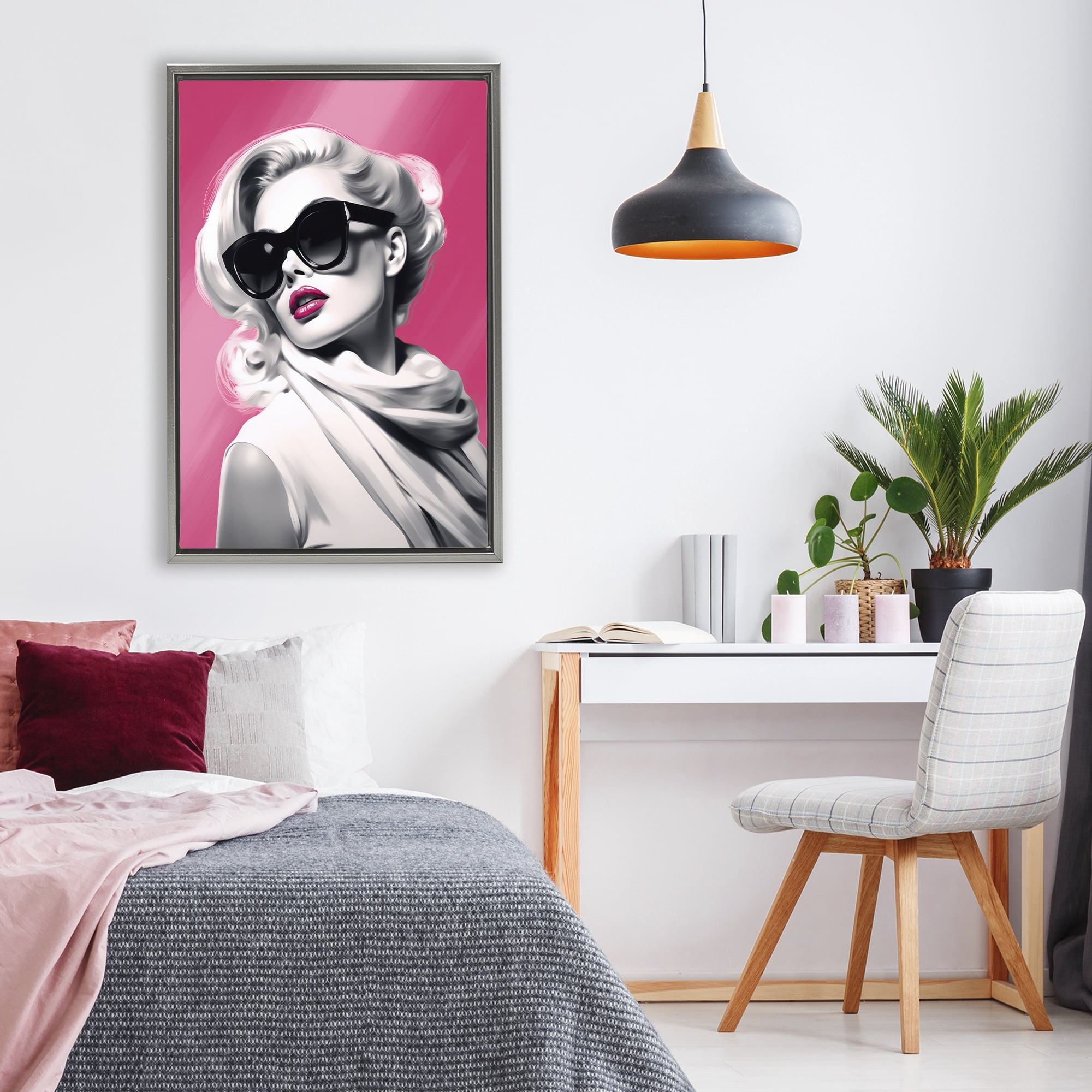 Stupell Industries Vintage Retro Chic Portrait Gray Framed Floater Canvas Wall Art, design by Andrea Haase