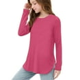 thumbnail image 1 of Plebaso Girls Long Sleeve Shirts Crewneck Casual Tops Kids Solid Color Loose Blouses for Spring Summer, 1 of 7