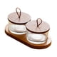 thumbnail image 2 of Bandeja de madera para servir con cuenco, platos divididos con tapa de vidrio transparente dividido 2 cuadrícula, 2 of 9