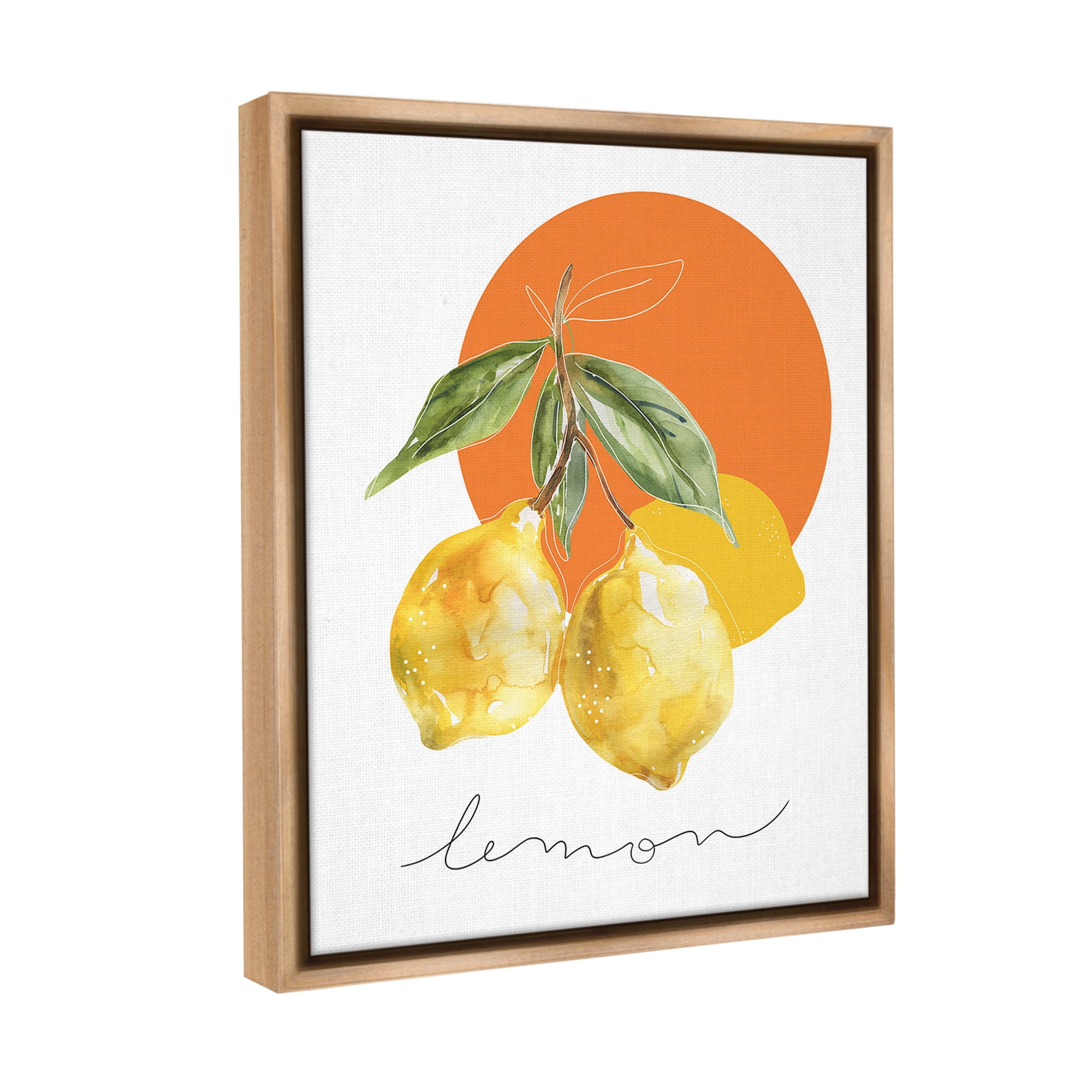 Stupell Industries Modern Lemons Branch Food & Beverage Painting Brown Floater Framed Canvas Art Print Wall Art, 25 x 31