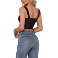 thumbnail image 3 of INSPIRAR CHIC Top de Mujer Floral de Encaje Sin Mangas Y2K Top Corto para Salir Fiesta L Negro, 3 of 6