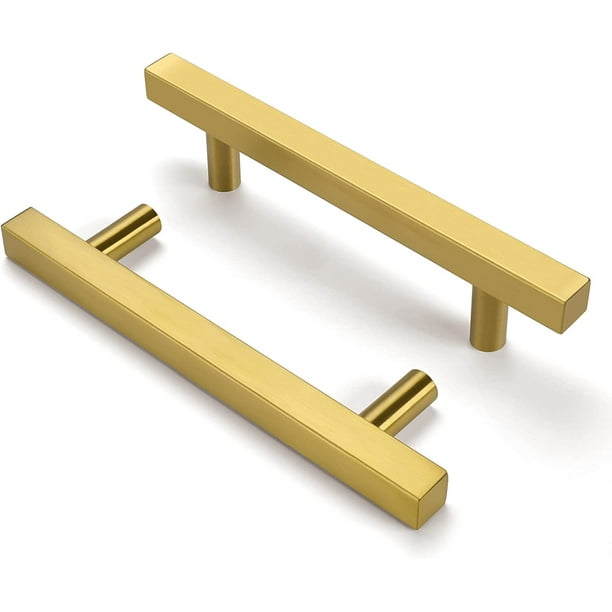 YIGOU 25 Pack Brushed Brass Pulls 33/4 Inch Gold Drawer