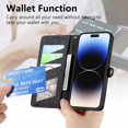 thumbnail image 5 of SaniMore for iPhone 13 Pro Max (6.7" 2021) Case, PU Leather Embossed Lines with Wristlet Zipper Cash Pocket Card Slots Magnetic Flip Stand Full Protective TPU Shell Anti-drop Business Design, Black, 5 of 10