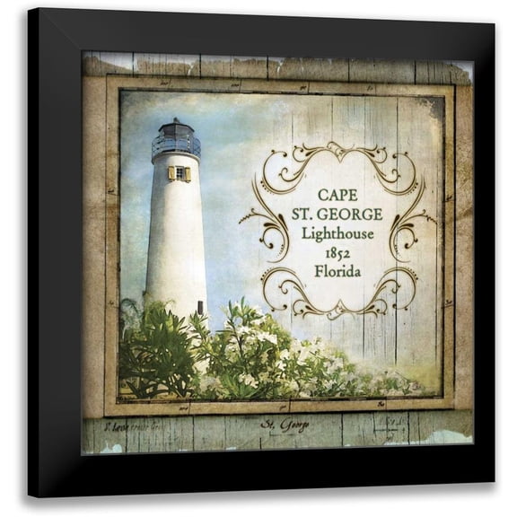 Beth Anne Creative 12x12 Black Modern Framed Museum Art Print Titled - Florida Lighthouse X