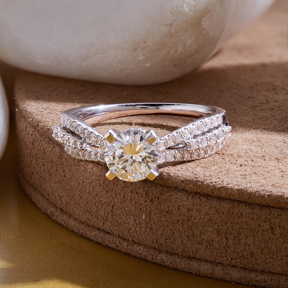DewberryDiamonds IGI Certified 1.5 Ct Round Prong Set Lab Grown Diamond Solitaire with Accents Engagement Ring 925 Sterling Silver Jewelry for Womens Gifts 14K White Gold Plated (VS/F-G) | Size-6