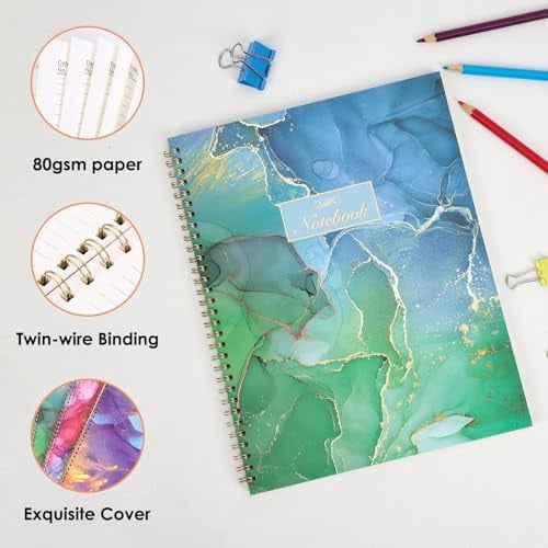 Quivanta 3 Pack Spiral Notebook College Ruled Notebook, Aesthetic Journaling Notebooks for Work School Office Home, 3 x 120 Pages, 8.5 x 11 Inches Notebooks for Valentine Gifts