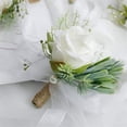 thumbnail image 5 of Hxoliqit Mother's Day Artificial Flowers Real Touch For Outdoor Spring Decoration Gift For Birthday, Wedding,Mother’S Day,Ivory Rose Wrist Corsage Wristlet Band Bracelet And Men Boutonniere Set For, 5 of 7